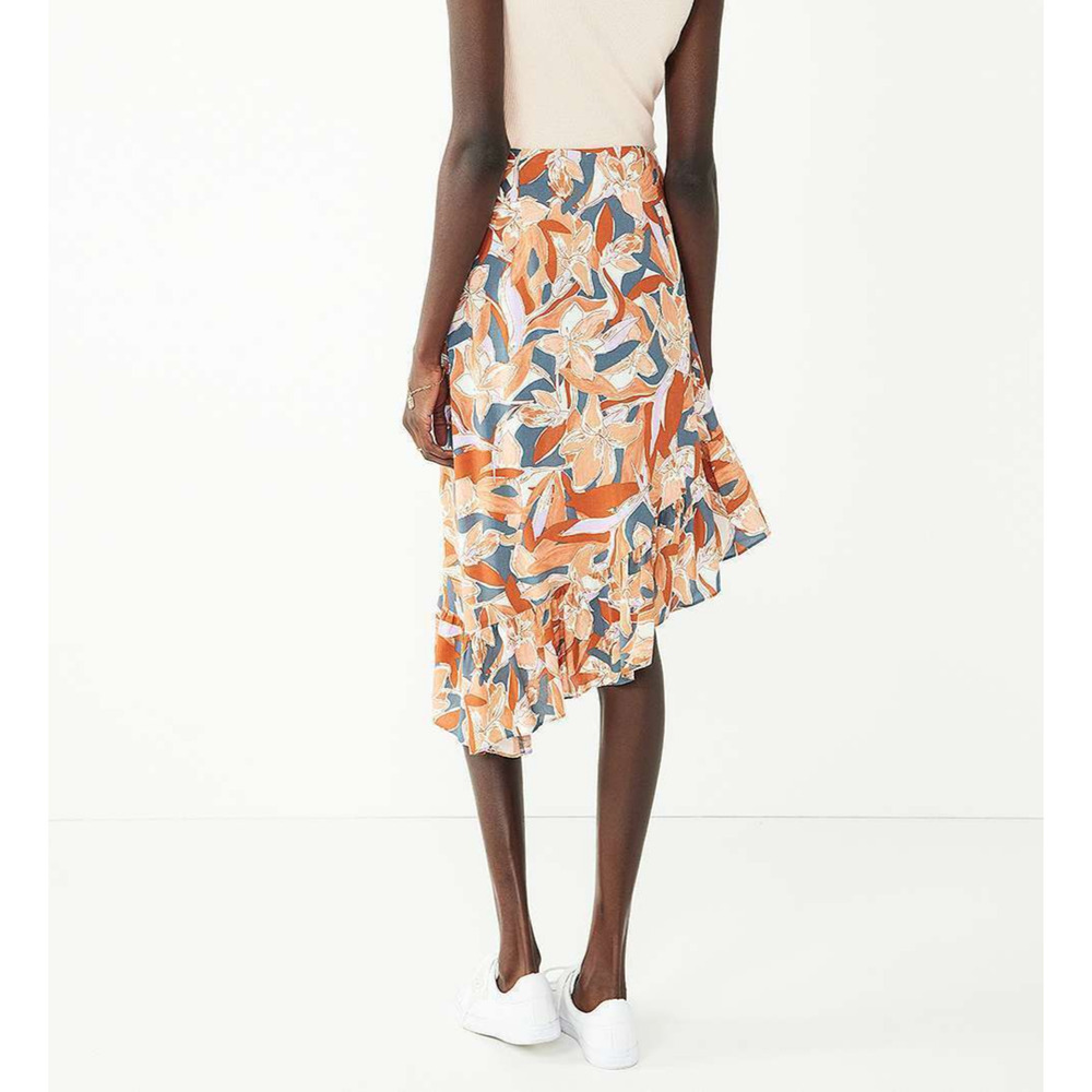 Nine West Size XL Floral Print Asymmetrical Midi Skirt